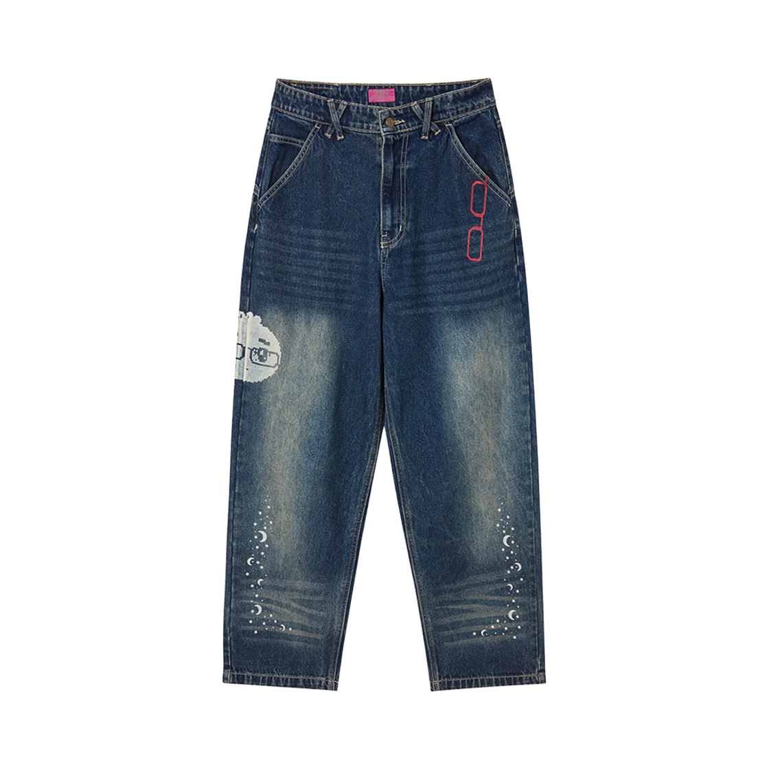 엔와이엑스엑스 x 안경만두 NYGD 데님 팬츠 미드 블루(NYXX x Glass Dumpling NYGD Denim Pants Mid Blue)