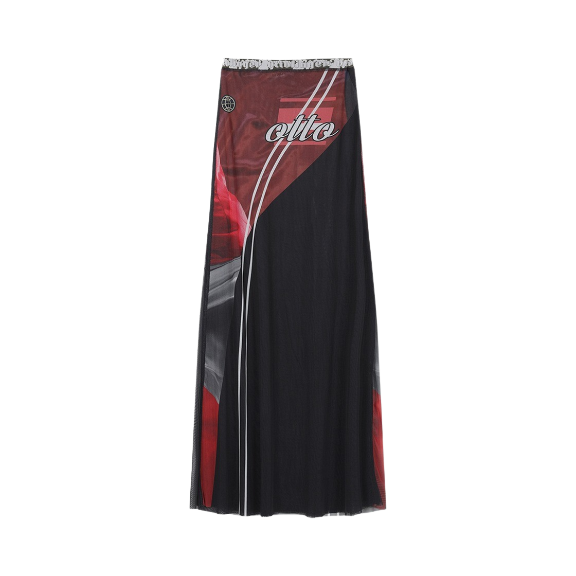KW4BSKLOT21ML Ottolinger Women Mesh Maxi Skirt Soccer Print