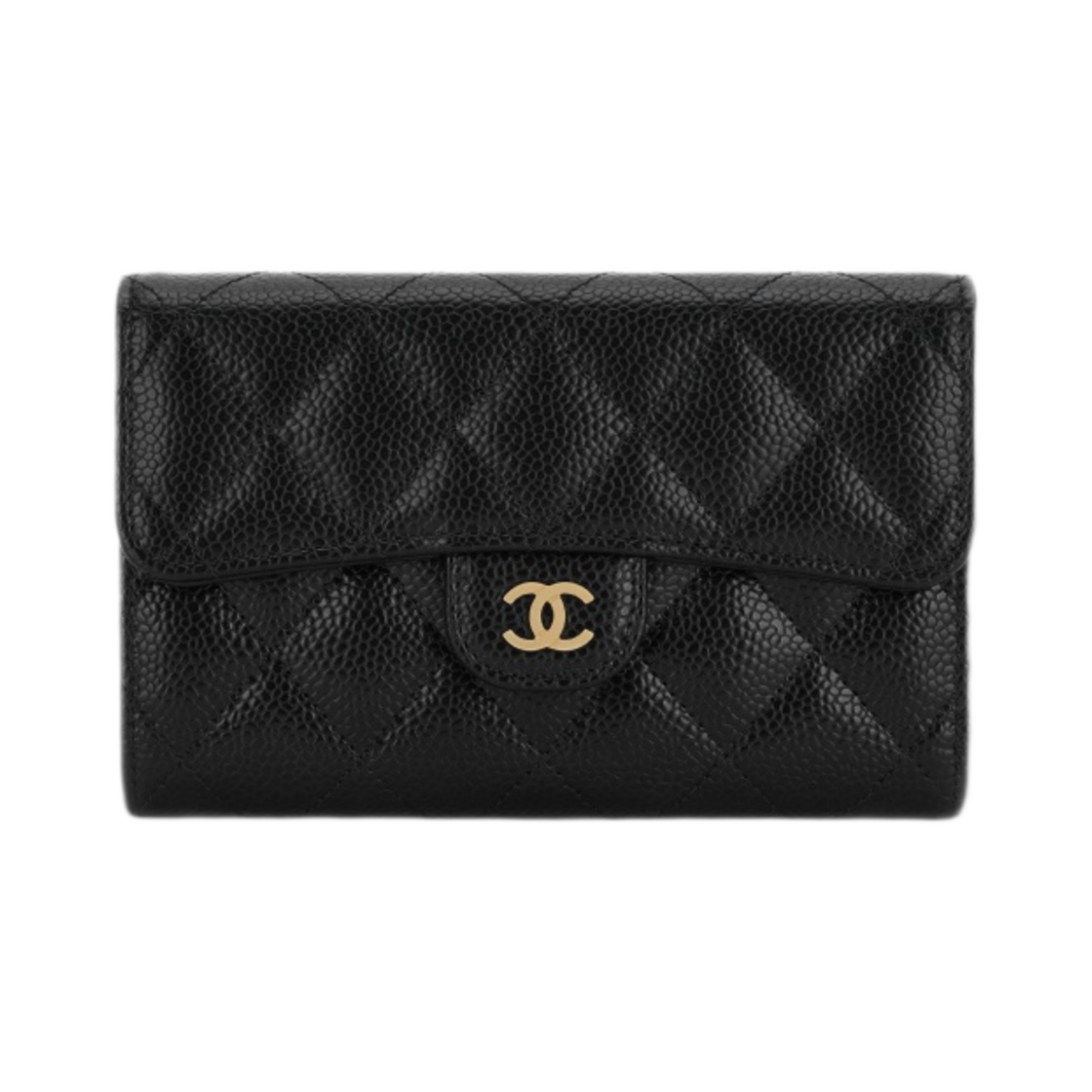 AP0232-Y01864-C3906 Chanel Classic Flap Wallet Grained Calfskin & Gold Black