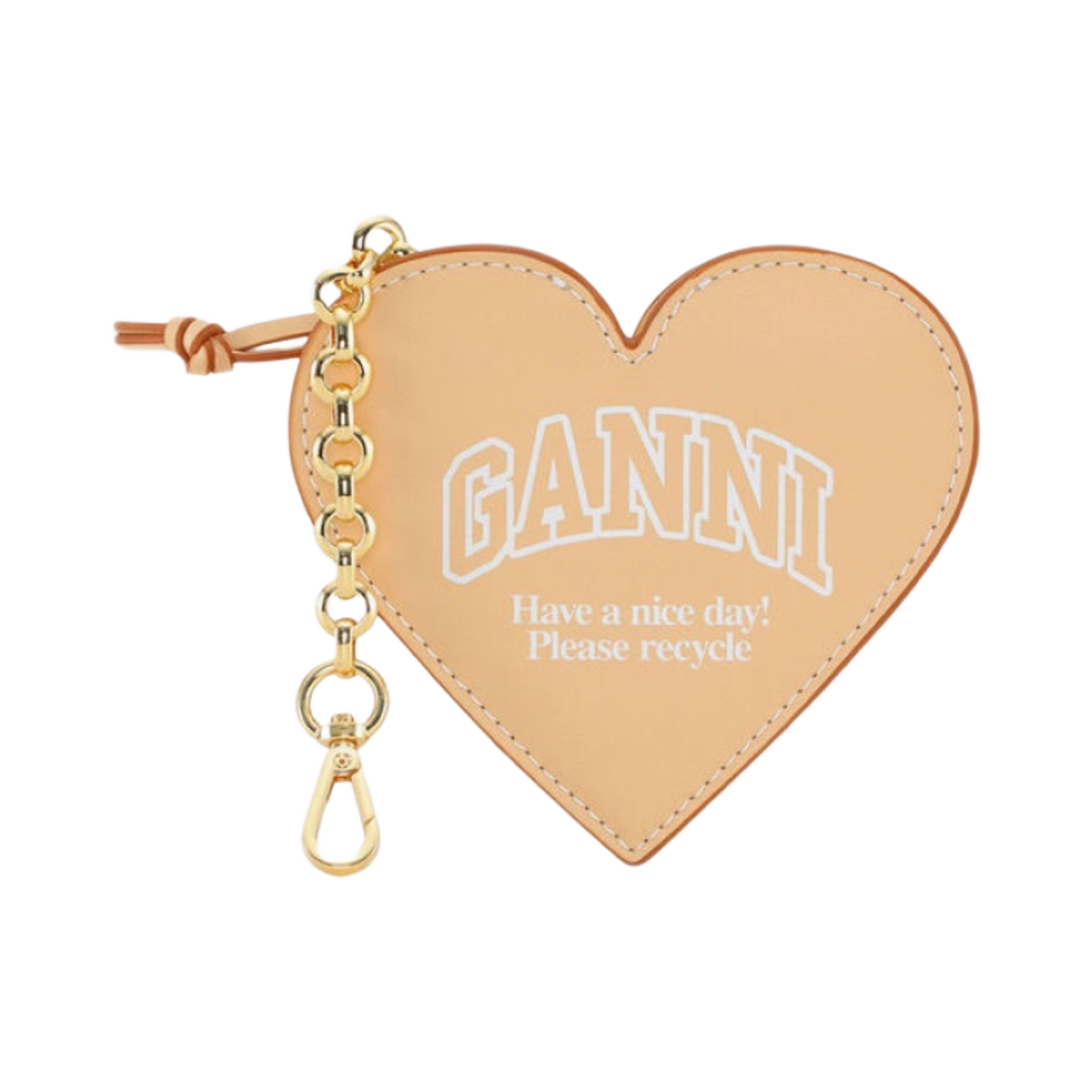 A5469-482 Ganni Funny Heart Zipped Coin Purse Butter Cream