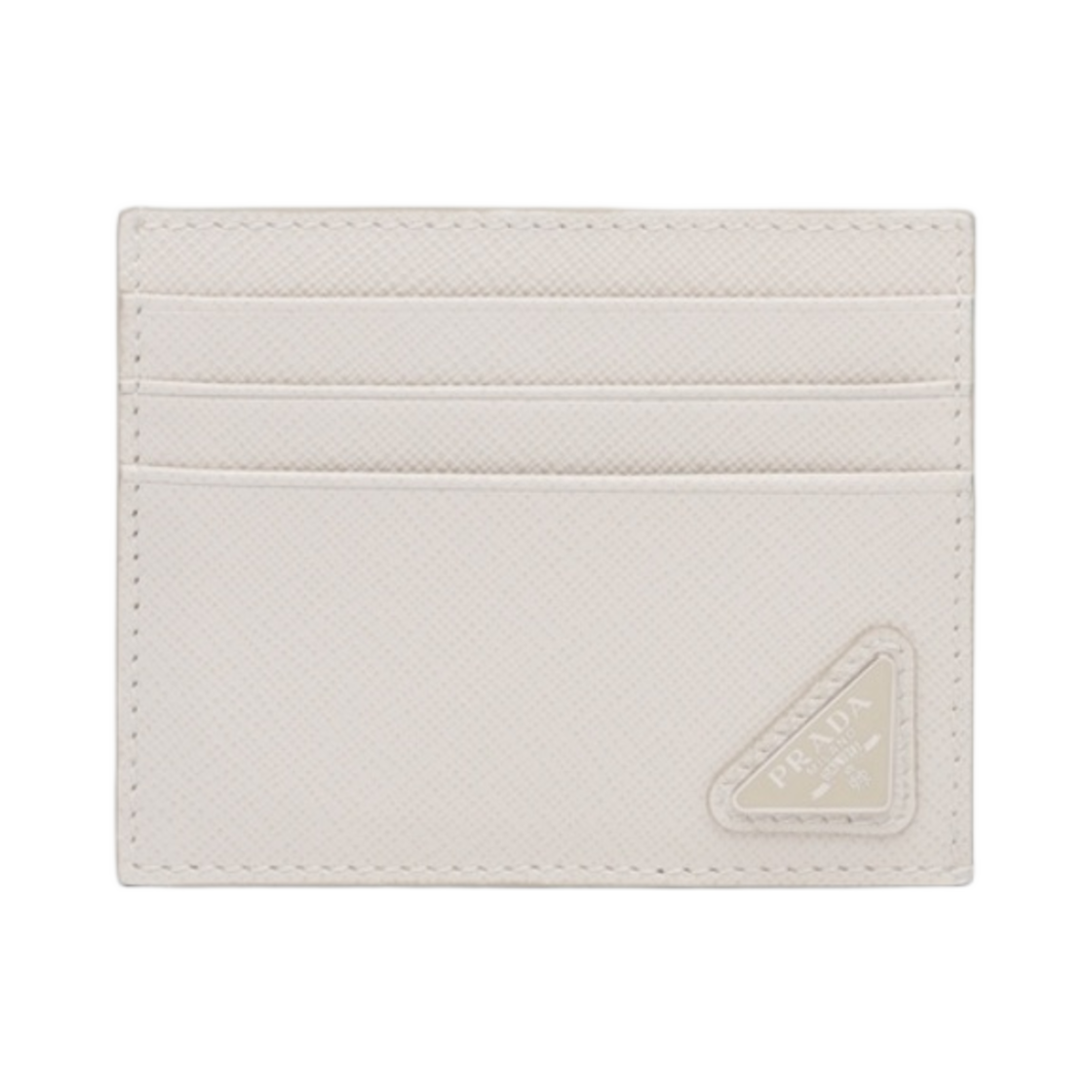 2MC223-QHH-F0K74 Prada Saffiano Leather Card Holder Chalk White