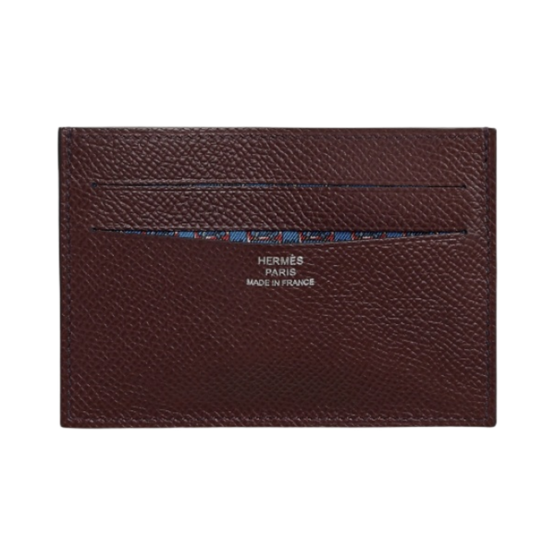 H084441CAAB Hermes Citizen Twill Card Holder Epsom & Rouge Sellier Bleu de France Bleu Saphir