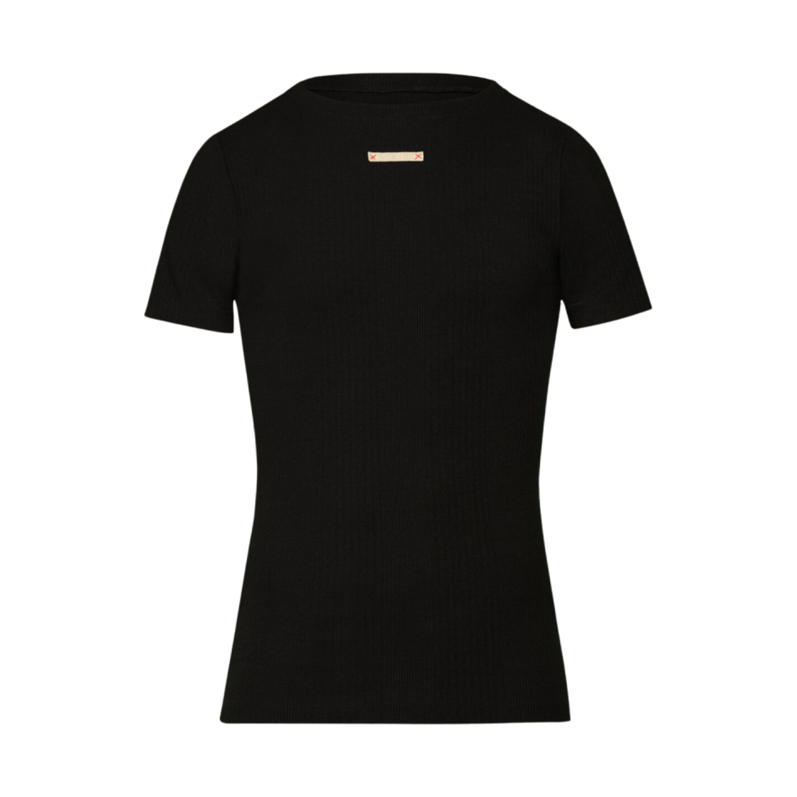 (W) 메종 마르지엘라 팬시 립 티셔츠 블랙((W) Maison Margiela Fancy Rib T-Shirt Black) - 1