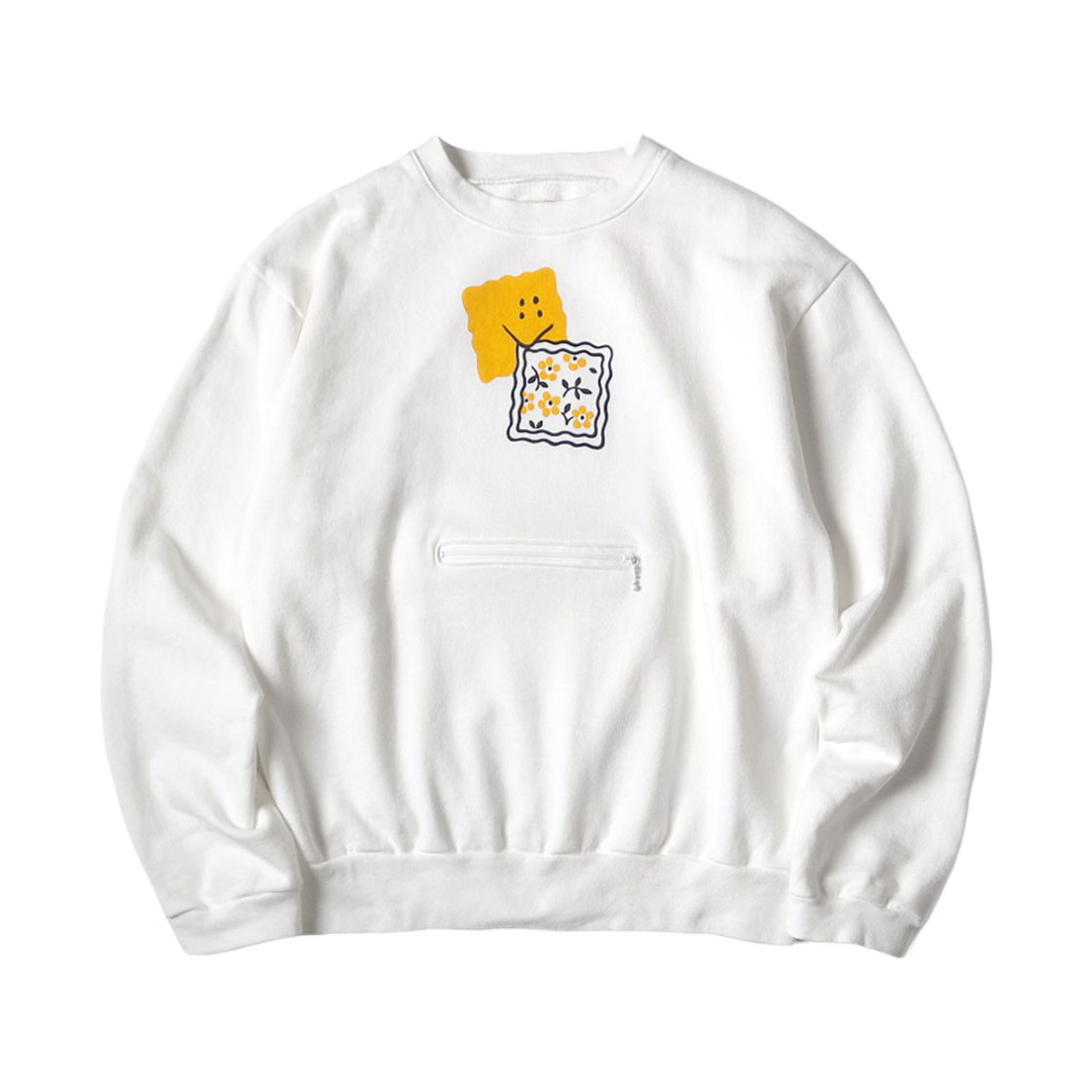 캐피탈 30 플리스 쿠키 포켓 크루 스웨트셔츠 화이트