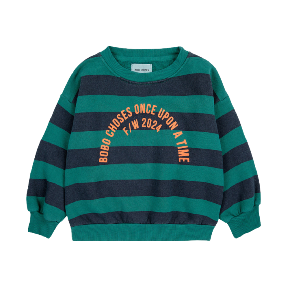 224AC043 (Kids) Bobo Choses Bobo Circle Stripes Sweatshirt Green