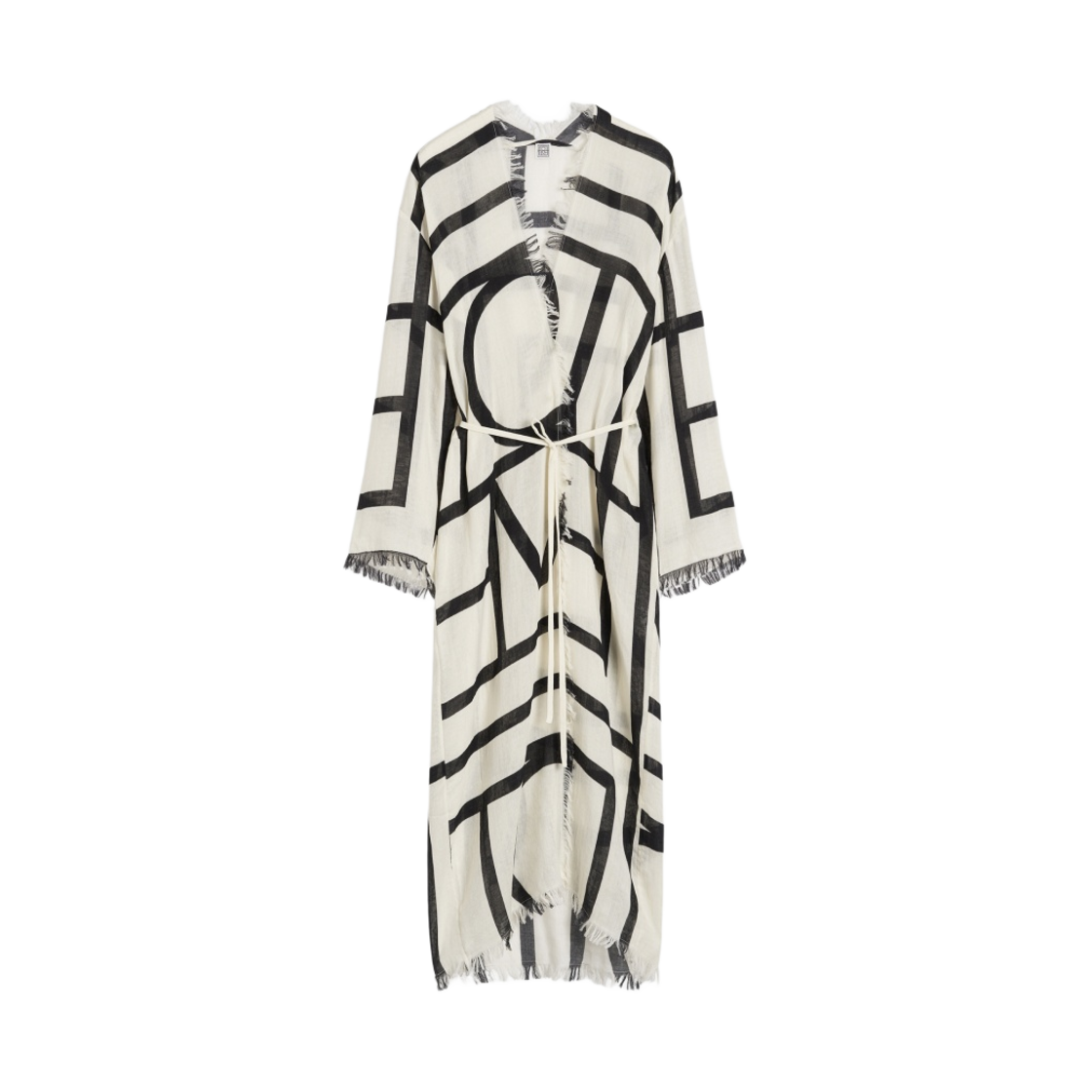 243-WRD0131-FB0242-231 (W) Toteme Monogram Wrapped Dress Ecru Black