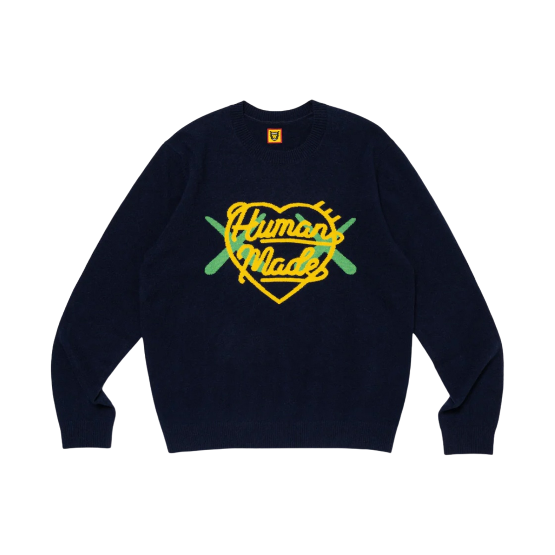 휴먼 메이드 x 카우스 니트 스웨터 네이비