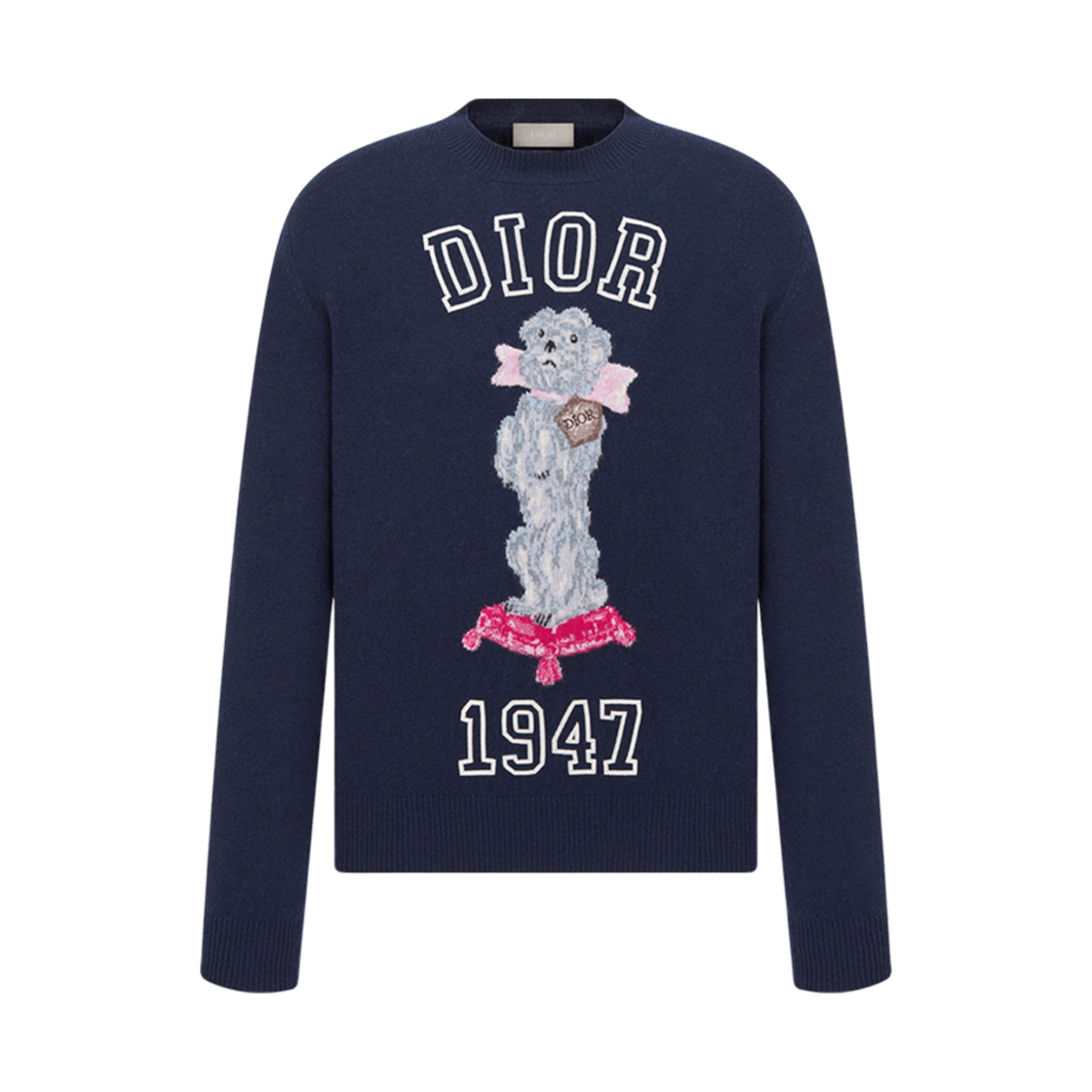 483M645AT460-C580 Dior Bobby Cashmere Jacquard Sweater Blue