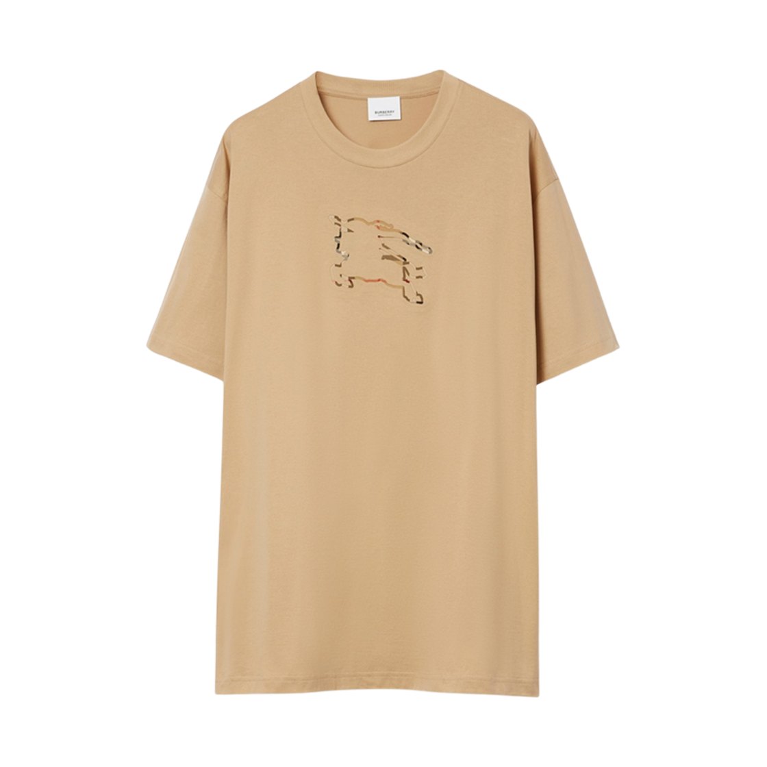 8072703 Burberry Check EKD Cotton T-Shirt Soft Fawn