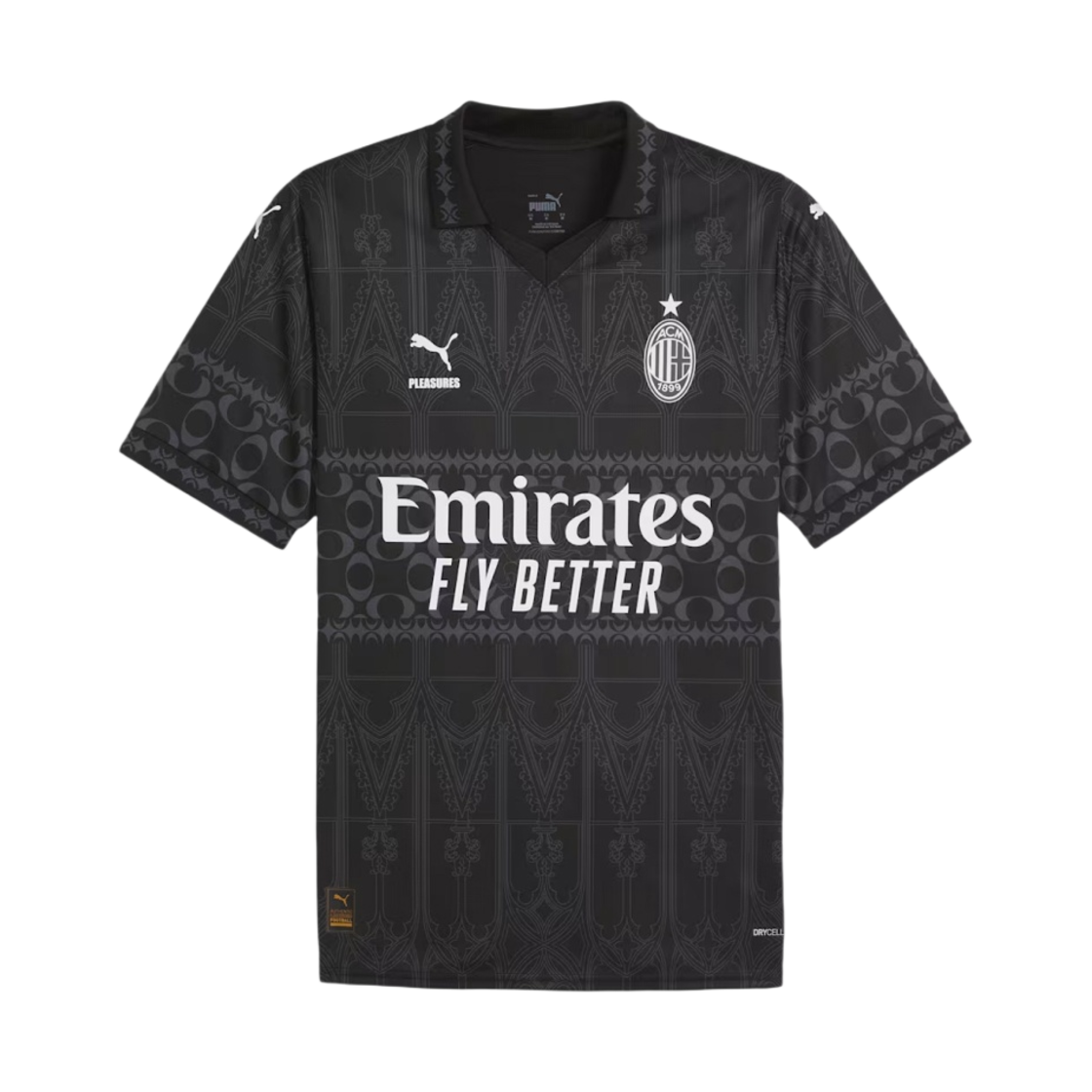 776064-01 Puma x Pleasures AC Milan  2023/24 4th Jersey Replica Puma Black Asphalt (Non Marking Ver.)