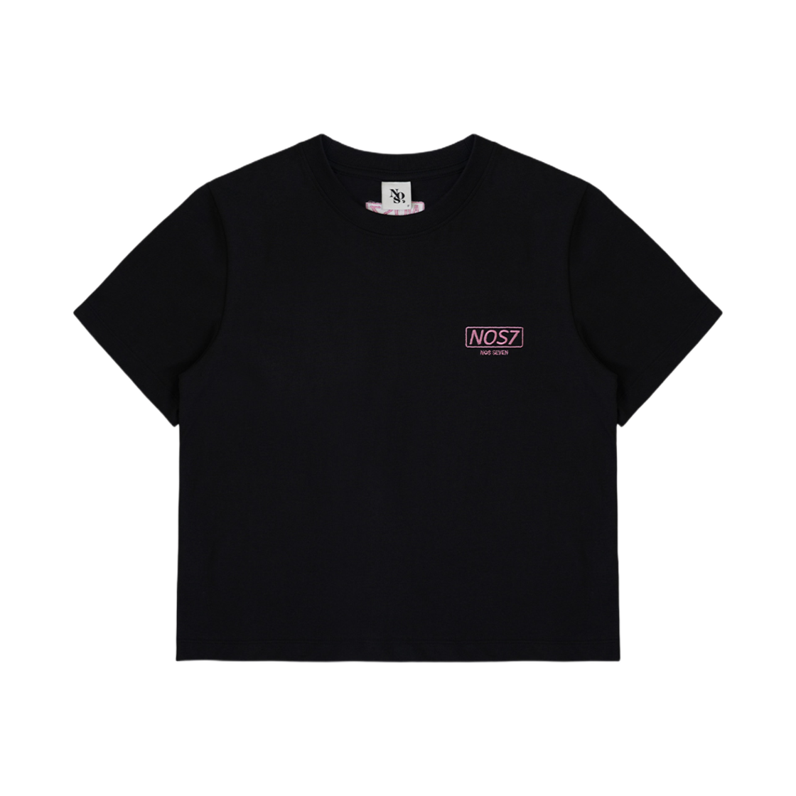 NOS7 스퀘어 크롭 티셔츠 블랙(NOS7 Square Crop T-Shirt Black)