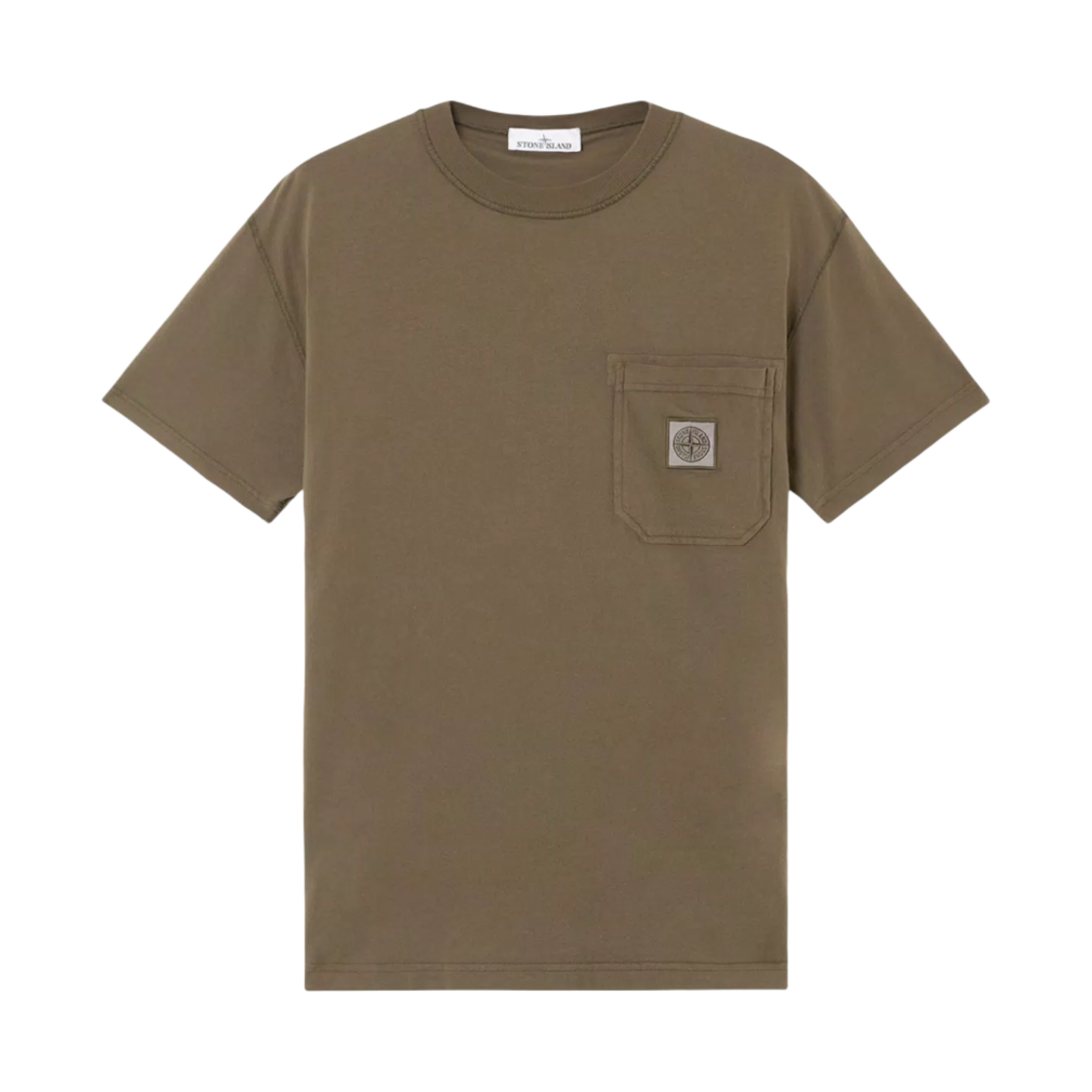K1S1521002-19S0057-V0054 Stone Island 2100219 Organic Cotton Jersey Fissato Effect Slim-Fit Short-Sleeve T-Shirt with Compass Patch Military Green - 25SS