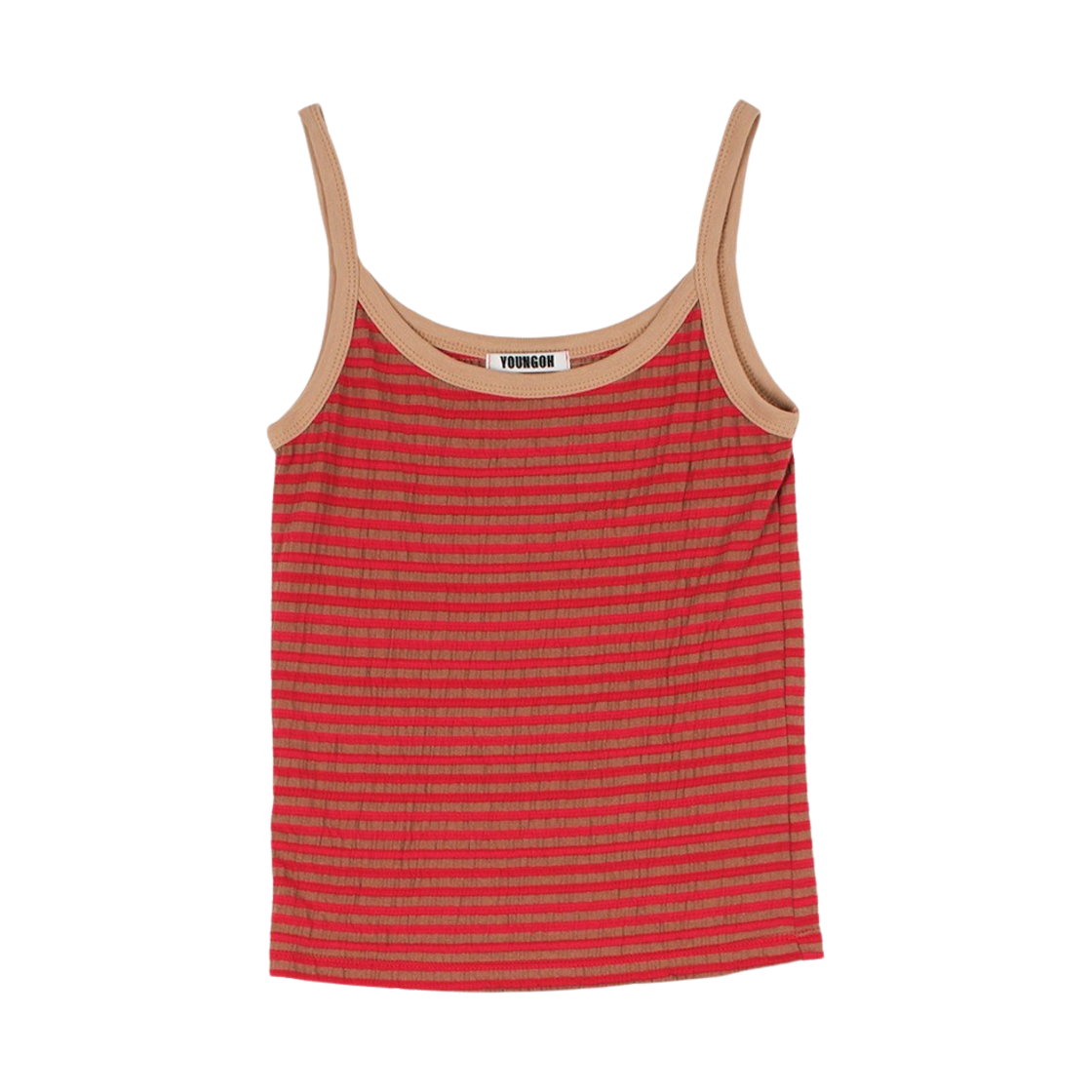 Crinkle Sleeveless Top RED/BEIGE YOUNGOH Crinkle Sleeveless Top Red Beige