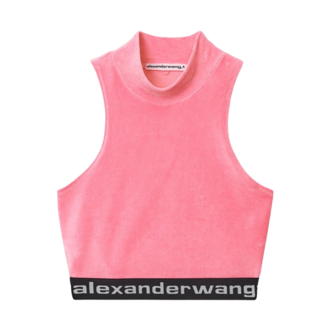 (W) 알렉산더 왕 스트레치 코듀로이 모크 넥 탱크 핑크((W) Alexander Wang Mock Neck Tank in Stretch Corduroy Pink) - 1