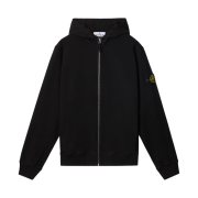 Stone Island 6100021 Malfile Fleece Old Effect Full Zip Hooded Sweatshirt Black - 25SS