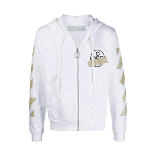 Off-White Tape Arrows Slim Zip Hoodie White Beige