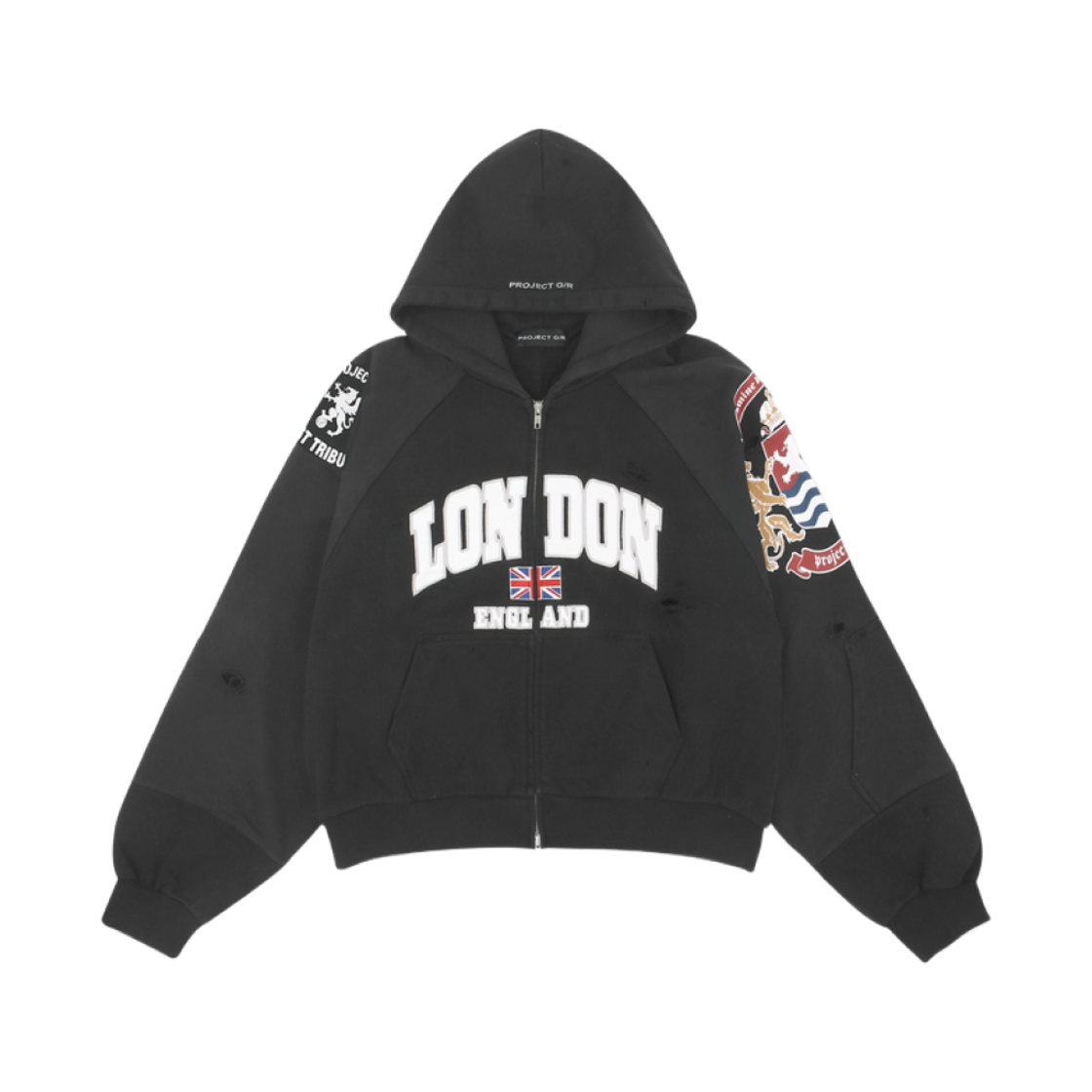 ★韓国の人気★【Project G/R】★GVP Washed Hoodie★Navy★ 프로젝트 G/R 리컨스트럭티드 폴디드 집 후드 네이비 | PROJECT