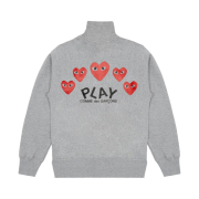 Play Comme Des Garcons 5 Hearts Zip-Up Sweatshirt Grey