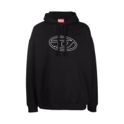 Diesel S-Ummer-Bigoval Hoodie with Embossed Logo Black