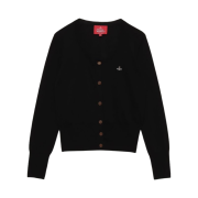 (W) Vivienne Westwood Red Label Fine Wool Basic Round Collar Cardigan Black