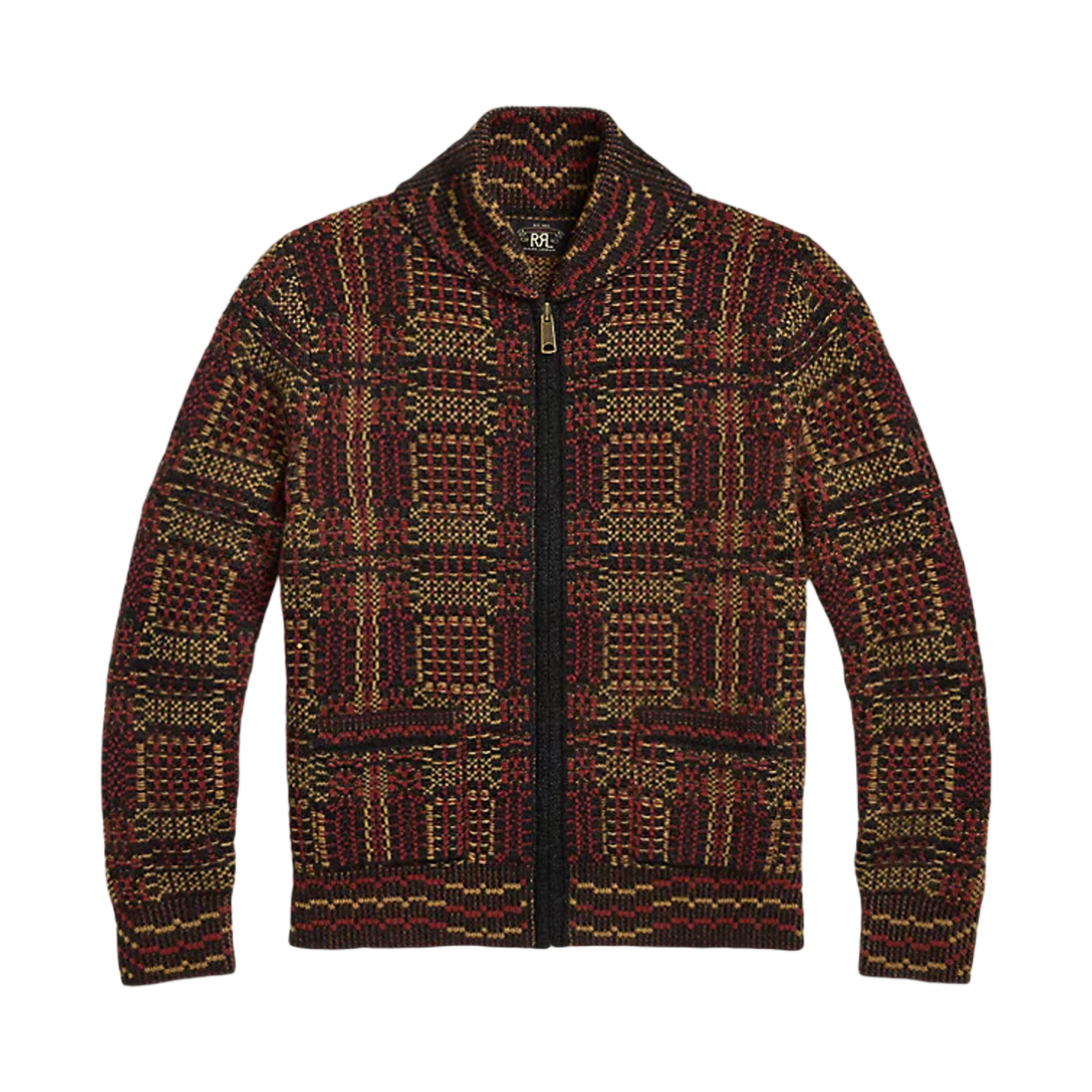 더블알엘 울 자카드 풀 집 가디건 레드 멀티(Double RL Wool Jacquard Full Zip Cardigan Red Multi)
