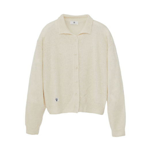24FWKN02IV Woodman Boucle Collar Cardigan Ivory