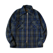 Kapital Wool Check Drizzle Open Collar Shirt L/S Navy