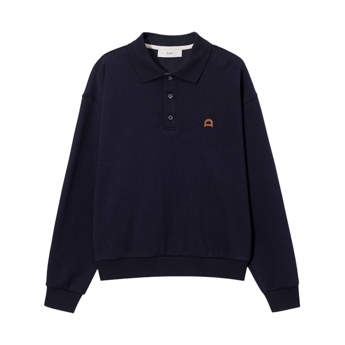 UDTS5A110N2 Dunst Unisex Leather Logo Collared T-Shirt French Navy