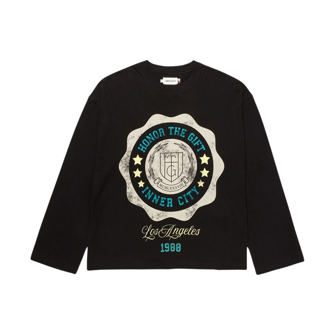 KM4BTSLHG06BK Honor the Gift HTG Seal Logo LS Tee Black