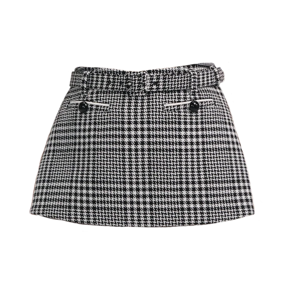 KW5CSKSSF10GY Self Portrait Women Houndstooth Mini Skirt Black And White - 25FW