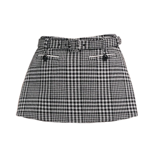 KW5CSKSSF10GY Self Portrait Women Houndstooth Mini Skirt Black And White - 25FW