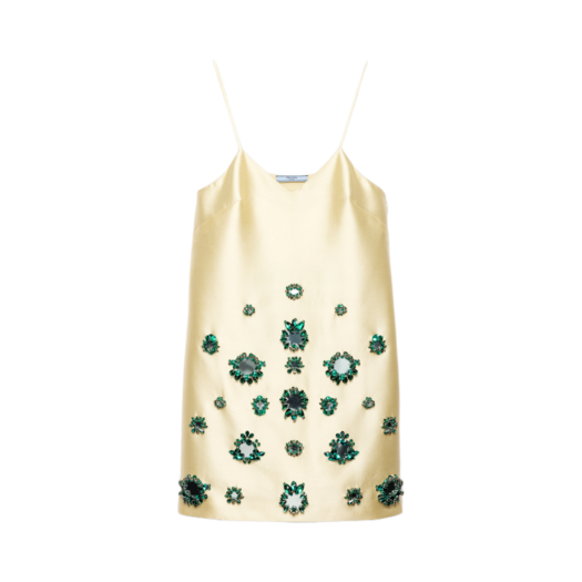 P3P62R-165N-F0061 (W) Prada Embroidered Silk and Wool Mini Dress Cream