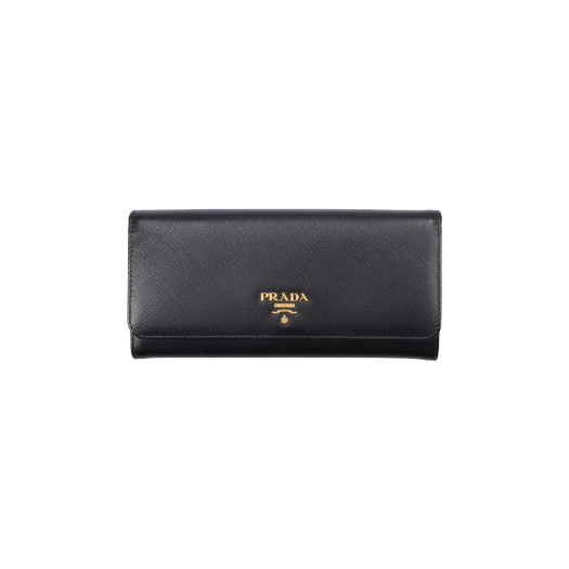 ITIW2NUIOSIN Prada Saffiano Metal Logo Long Wallet Black