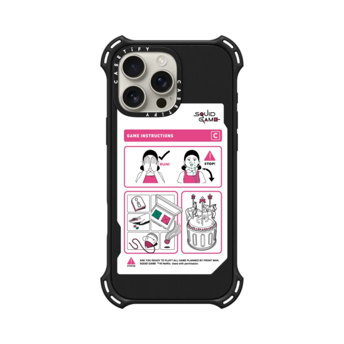 케이스티파이 x 오징어 게임 아이폰 게임 인스트럭션 바운스 케이스 매트 블랙(Casetify x Squid Game iPhone Game Instruction Bounce Case Matte Black) - 3
