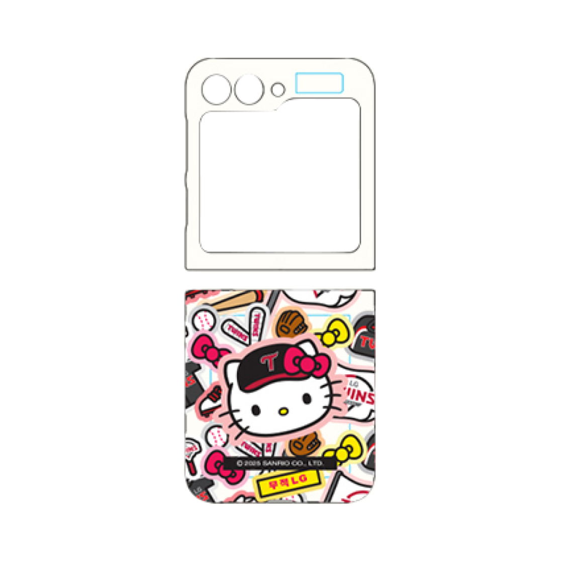 LG 트윈스 x 헬로 키티 갤럭시 스티커 젤 하드 폰 케이스(LG Twins x Hello Kitty Galaxy Sticker Gel Hard Phone Case Clear)