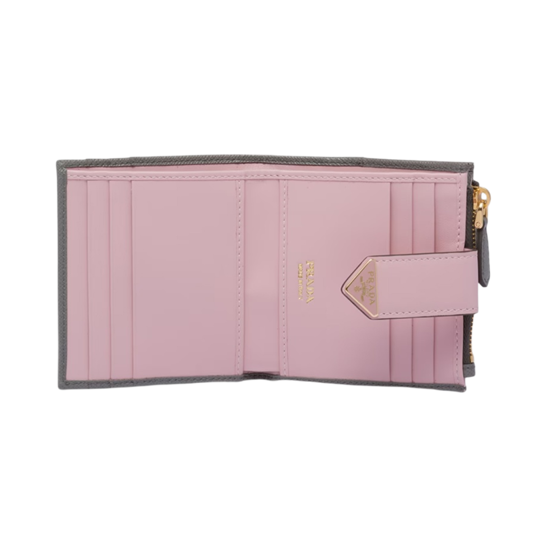 프라다 스몰 사피아노 레더 반지갑 슬레이트 그레이 앨러배스터 핑크(Prada Small Saffiano Leather Wallet Slate Gray Alabaster Pink) - 2
