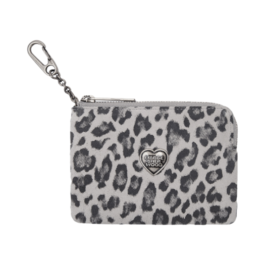 EE000117_GRS Margesherwood Heart Zipper Wallet Silver Logo Light Grey Leopard Suede