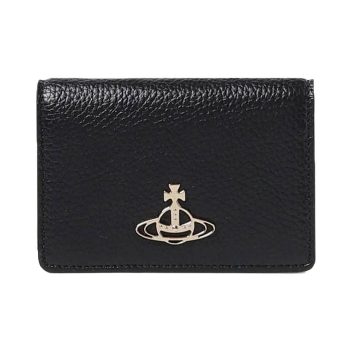51110015U-S000D-N402 Vivienne Westwood Re-Vegan Grain Card Holder Black Light Gold