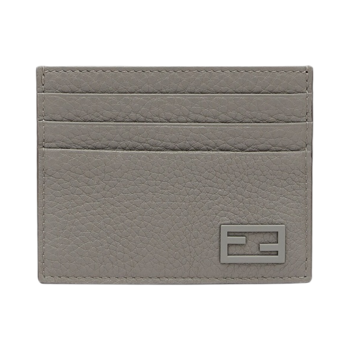 7M0164AG0LF0ZJ4 Fendi FF Baguette Leather Card Holder Grey