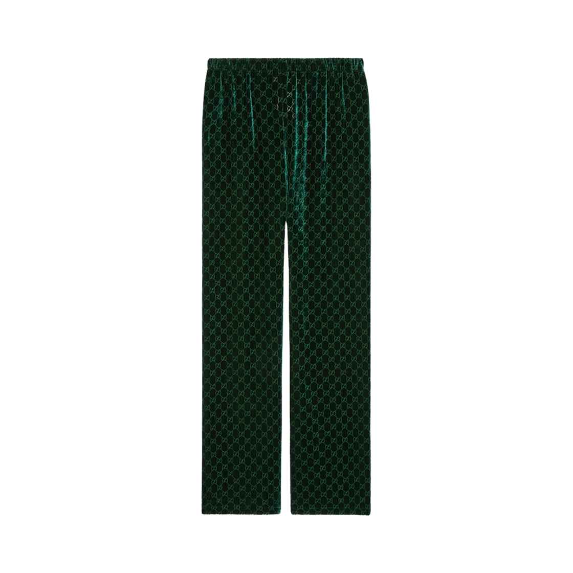 (W) 구찌 GG 벨벳 트라우저 에메랄드 그린((W) Gucci GG Velvet Trousers Emerald Green) - 1