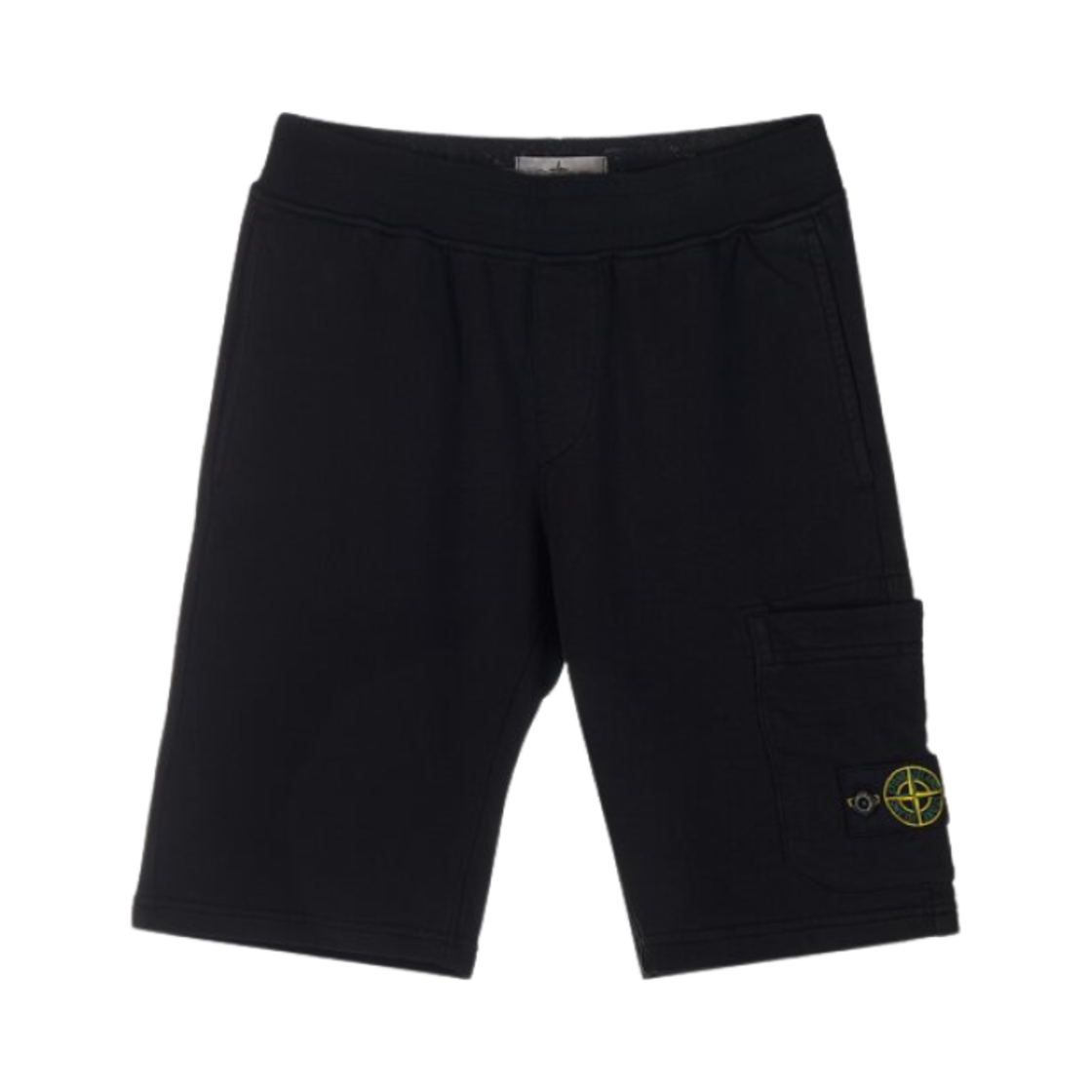 781661840-V0029 (Kids) Stone Island 61840 Cotton Fleece Garment Dyed Bermuda Cargo Shorts Black - 23SS