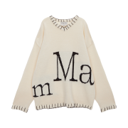 (W) Matin Kim Matin Big Logo Stitch Knit Pullover Ivory