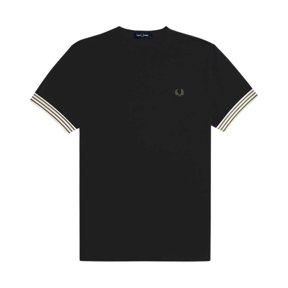 프레드페리 스트라이프 커프 티셔츠 블랙(Fred Perry Striped Cuff T-Shirt Black)
