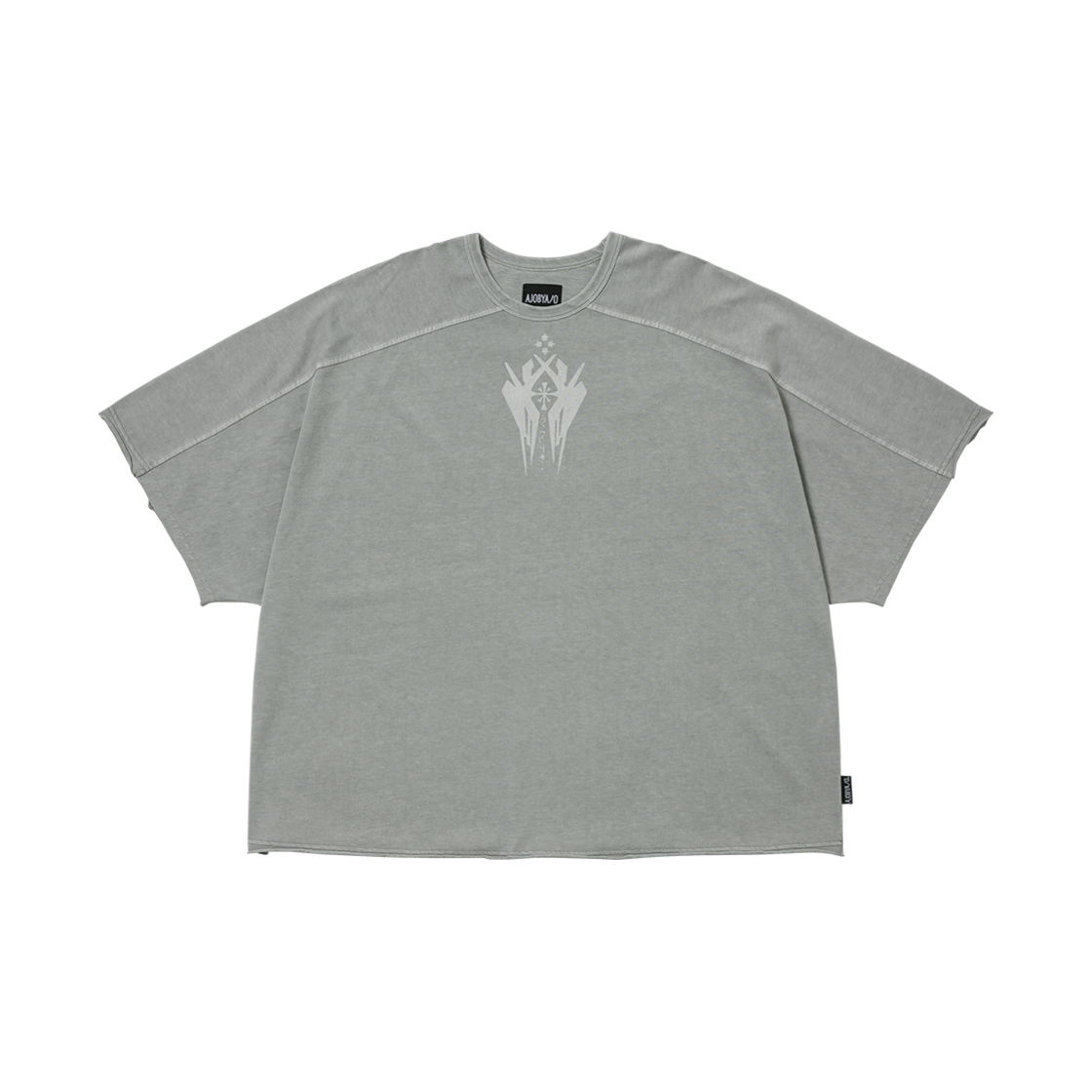 AJ252TE006GR AJOBYAJO Cross Symbol Washed Raglan T-Shirt GREY