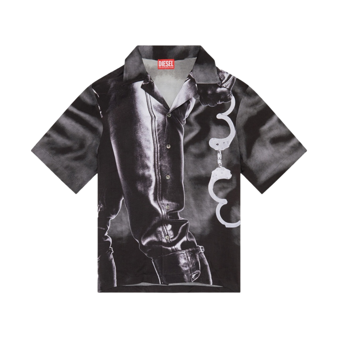 디젤 x 톰 오브 핀란드 파운데이션 Pr-S-멕-23 비스코스 캠프 칼라 셔츠 블랙(Diesel x Tom of Finland Foundation Pr-S-Mec-23 Viscose Camp Collar Shirt Black) - 1