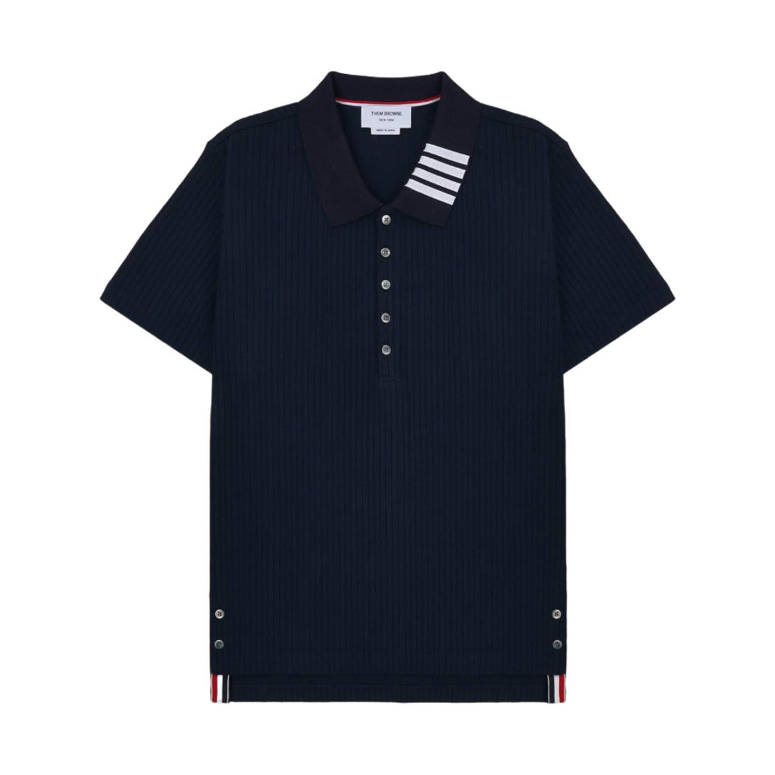 톰브라운 코튼 립 숏슬리브 폴로 셔츠 네이비(Thom Browne Cotton Rib Short Sleeve Polo Shirt Navy) - 1