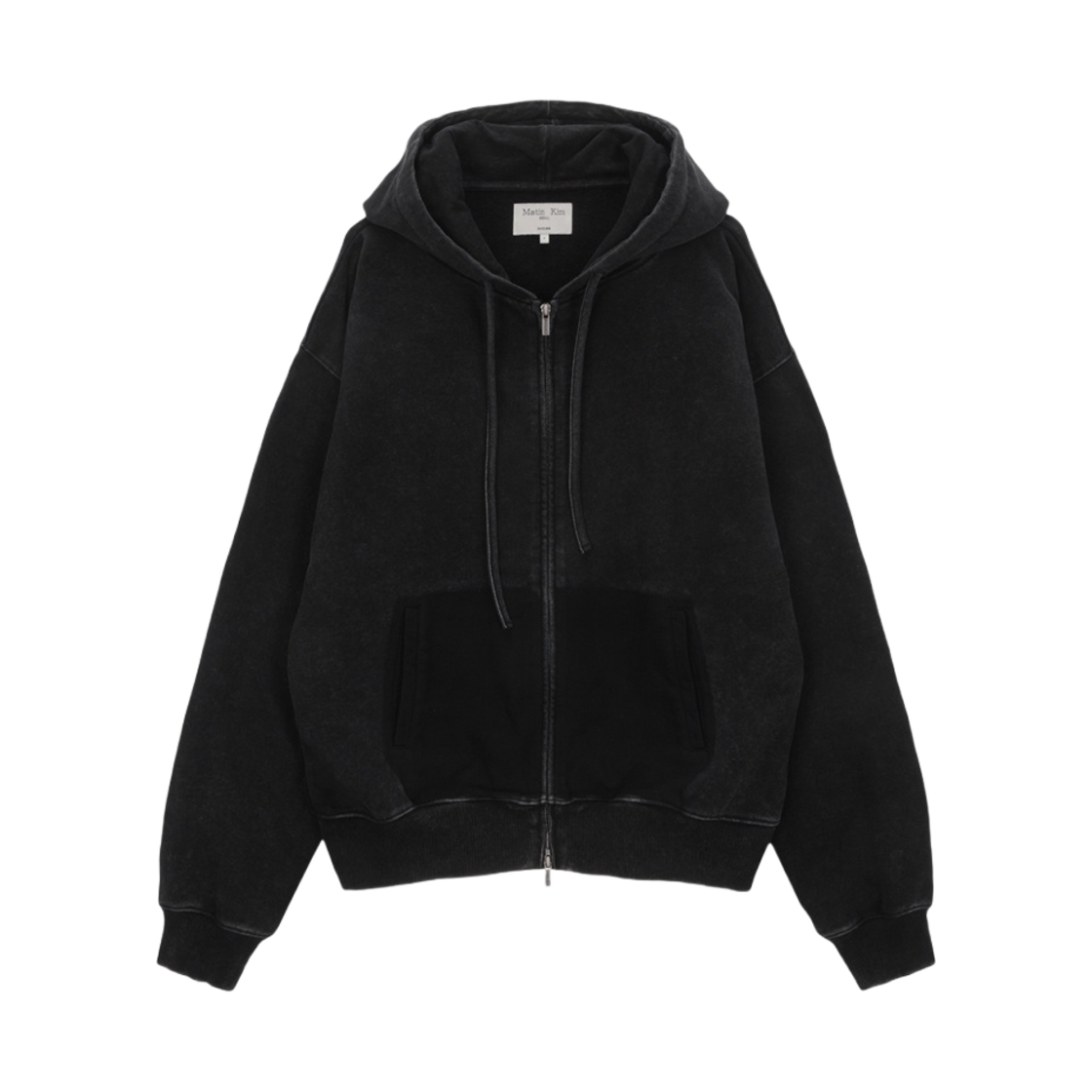 MK2434JP019M (W) Matin Kim Pigment Dying Logo Hoody Zip Up Black