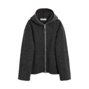 Our Legacy Full Zip Hood Antracite Mega Rib Wool