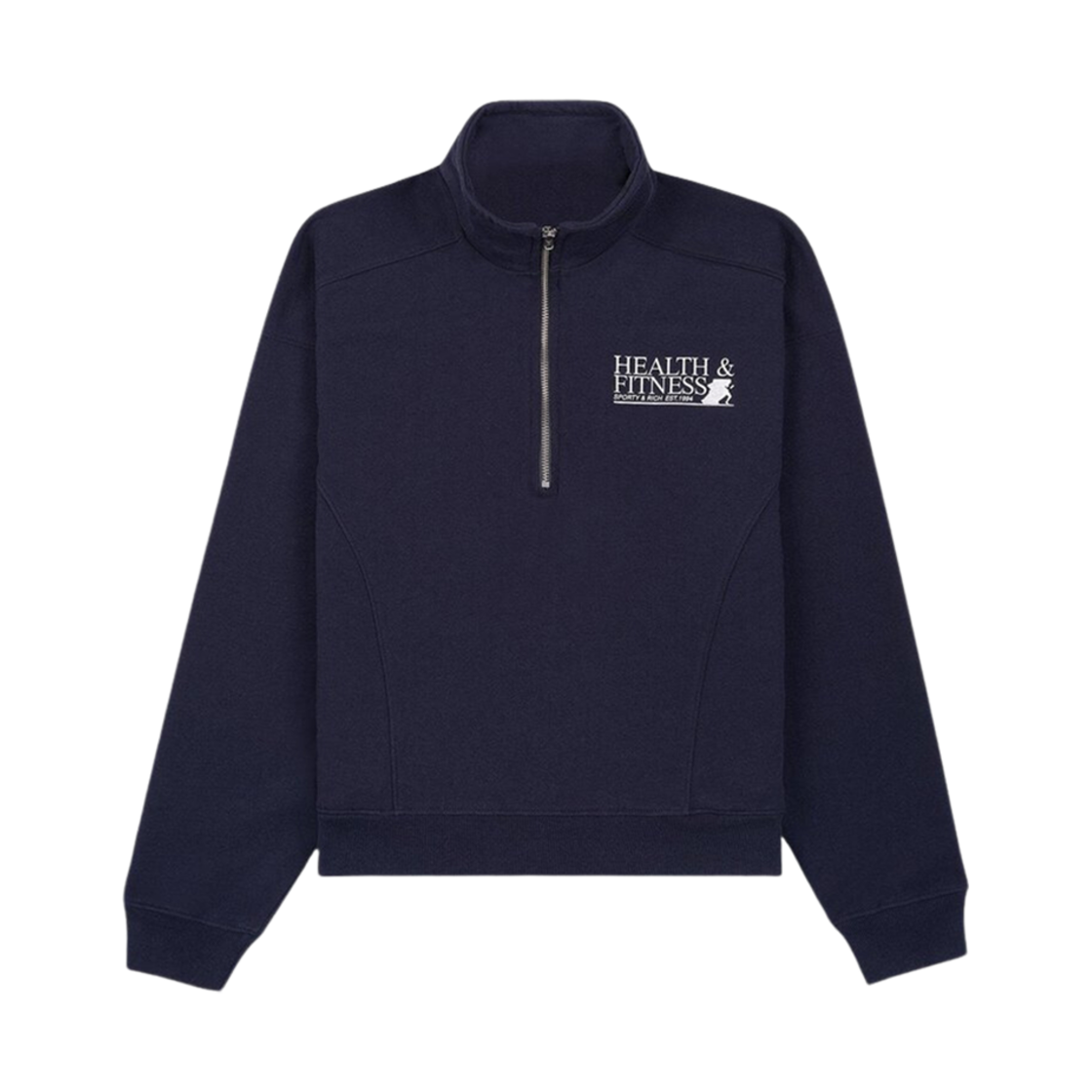 스포티 앤 리치 헬스 피트니스 쿼터 집 네이비 화이트(Sporty & Rich Health Fitness Quarter Zip Navy White)