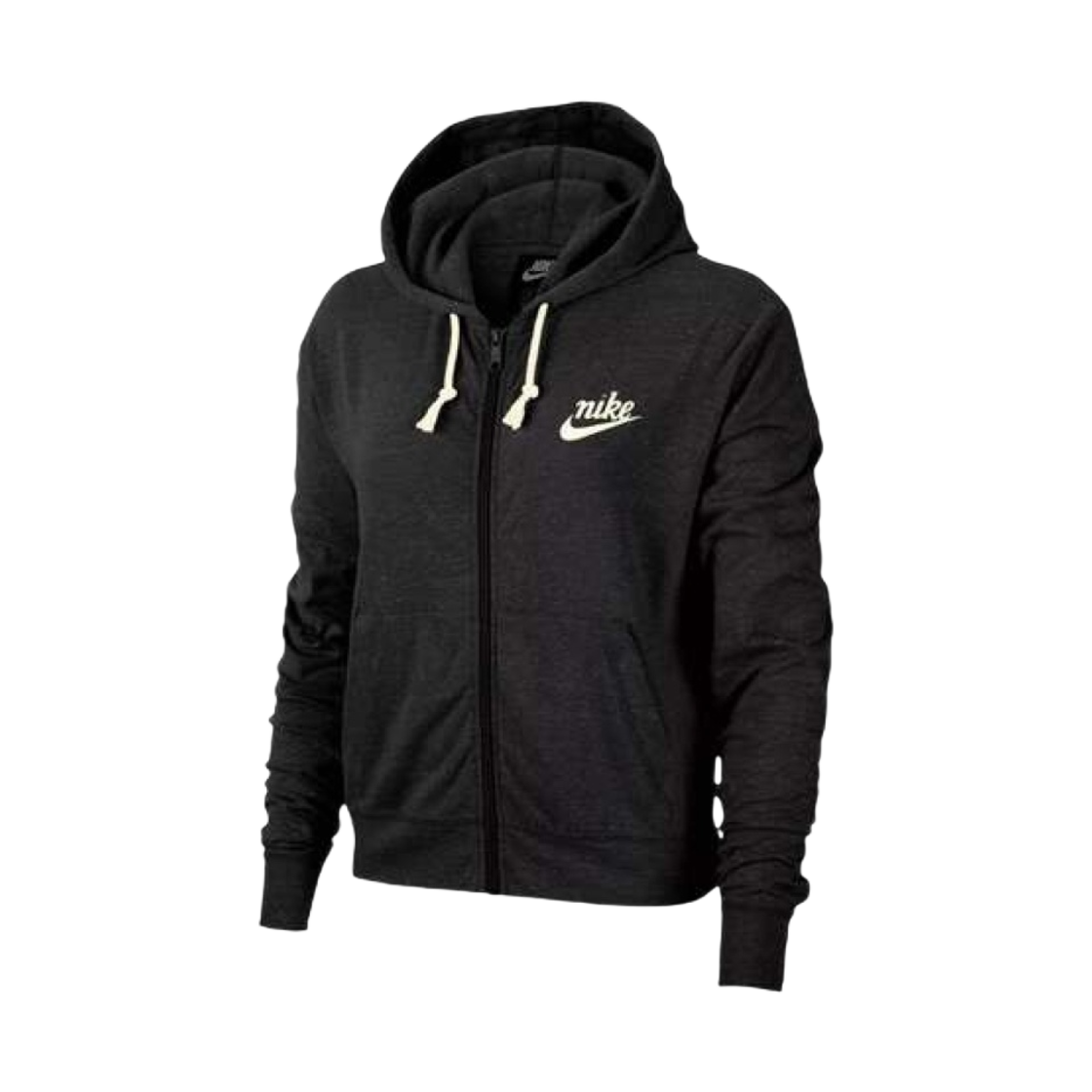(W) 나이키 NSW 짐 빈티지 집 후드 블랙((W) Nike NSW Gym Vintage Zip Hoodie Black) - 1